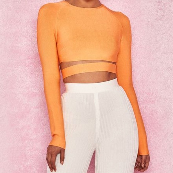 House Of CB, 'Talika' Orange Cutout Bandage Crop Top NWOT - Picture 3 of 10